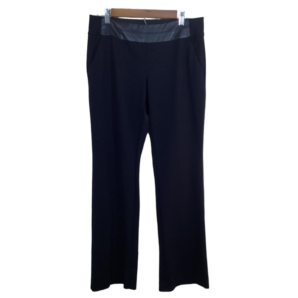 Alfani Women’s Black Pull On Trousers With Leather Front Waistband.  Size 8